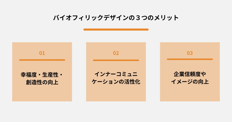 バイオフィリックデザインの３つのメリット