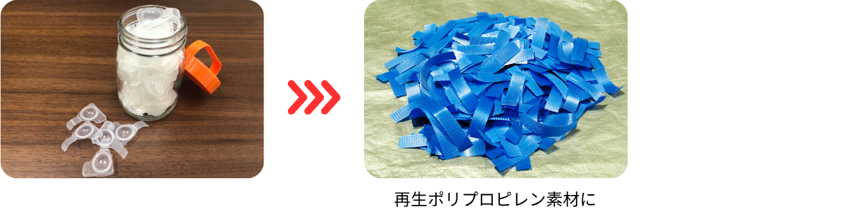 使い捨てコンタクトケースが再生ポリプロピレン素材に